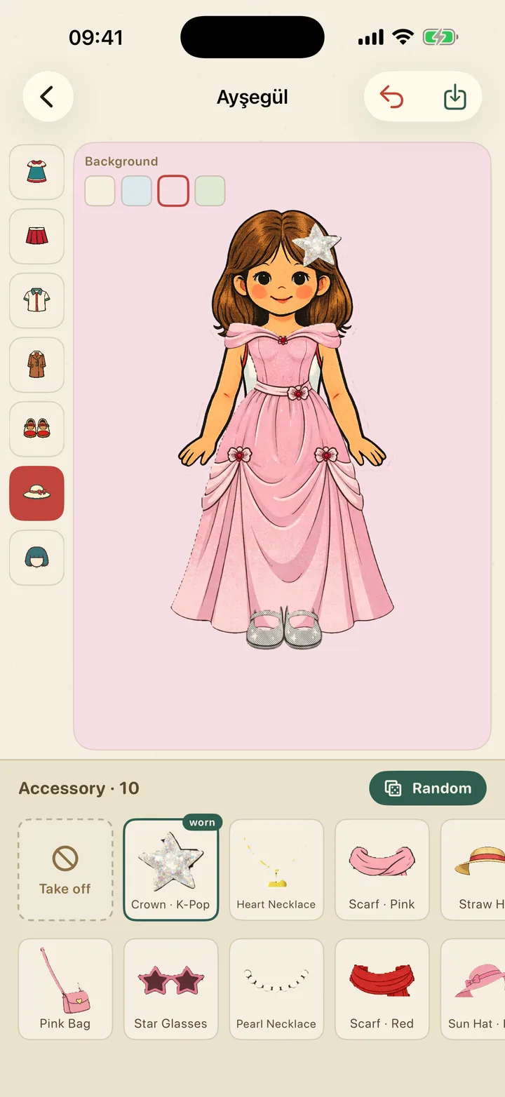 Paper Doll dress-up screen