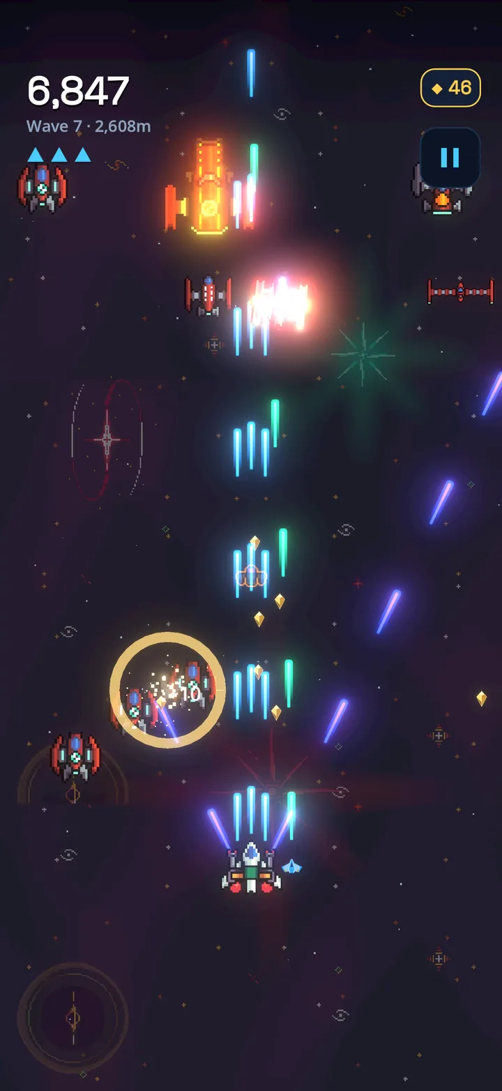 Starshard — a fighter firing through a swarm of enemy ships